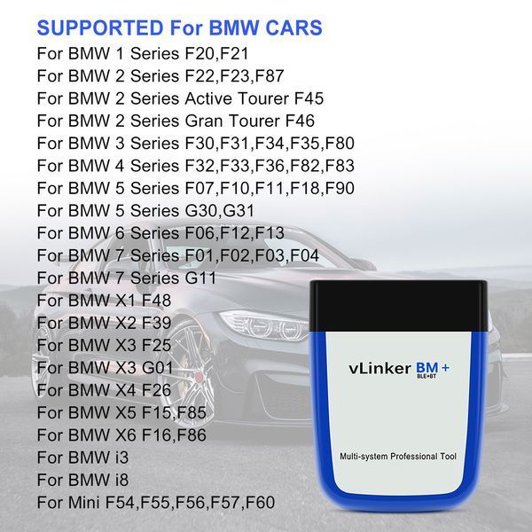 Автосканер Vgate vLinker BM+ ELM327 v2.2 Bluetooth 4.0 для BMW/MINI, Android/iOS B0117 фото