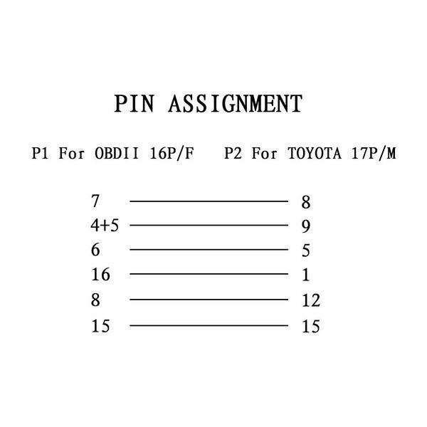 Переходник Toyota 17 pin на OBD2 16 pin для авто до 2001 года A0027 фото