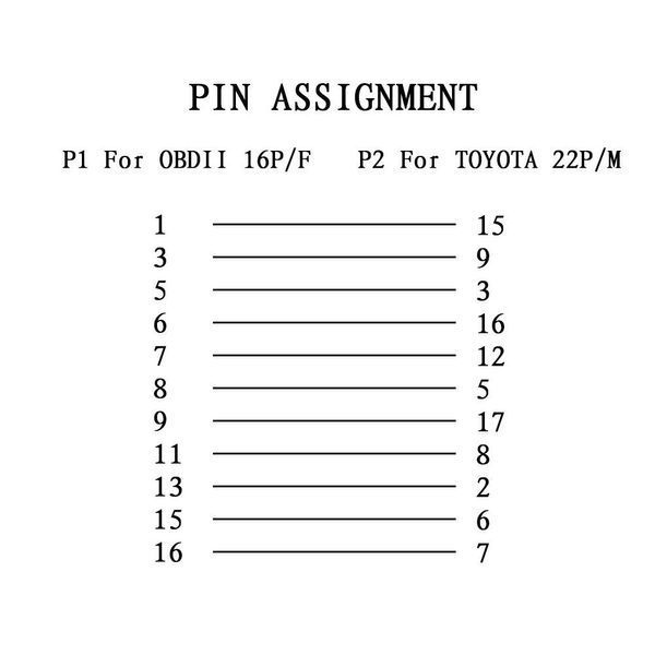 Переходник Toyota 22 pin на OBD2 16 pin для диагностики авто A0028 фото